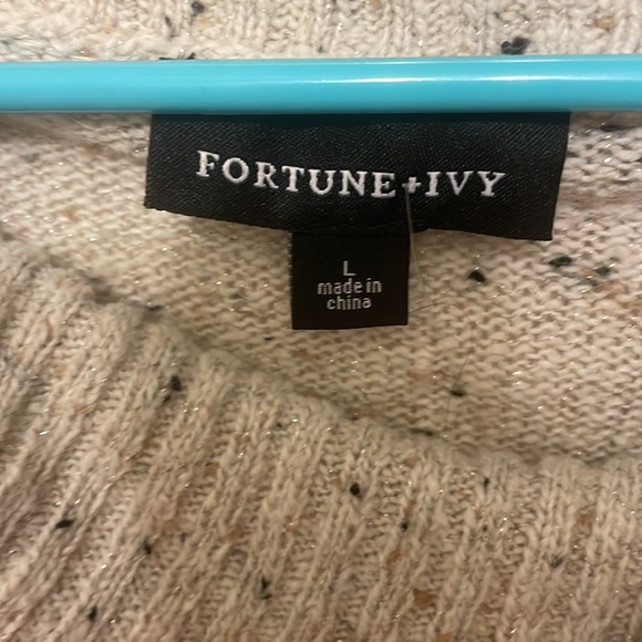 Fortune & Ivy NWT Creamish gray with black and tan specks with sparkles-Large - Picture 4 of 7